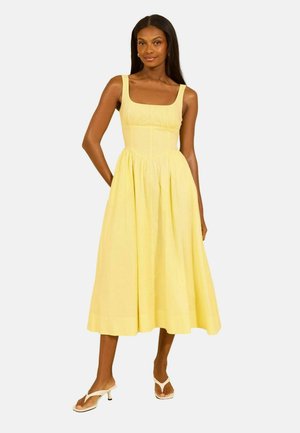 Lipsy, REGULAR FIT - STRAPPY SCOOP NECK WAISTED FULL SKIRT MIDI DRESS - Freizeitkleid - yellow
