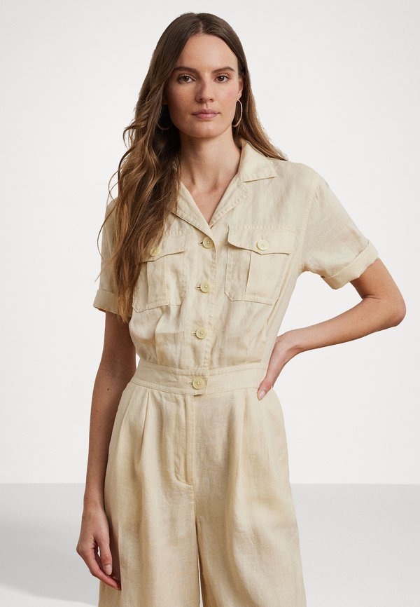 SOFT DRAPEY LINEN JUMPSUIT - Jumpsuit - ivory beige