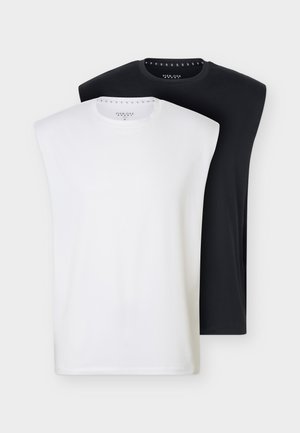 Pier One Sport by Zalando, ESSENTIAL TRAINING 2 PACK LIGHTWEIGHT REGULAR FIT - T-shirt basique - black/white