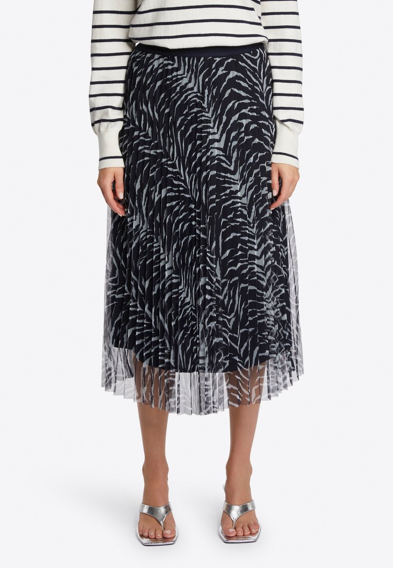 Rich & Royal MIT ZEBRA PRINT - A-lijn rok - midnight blue/donkerblauw ...