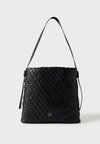 TH MONOGRAM BRAIDED HOBO BAG - Kabelka - black
