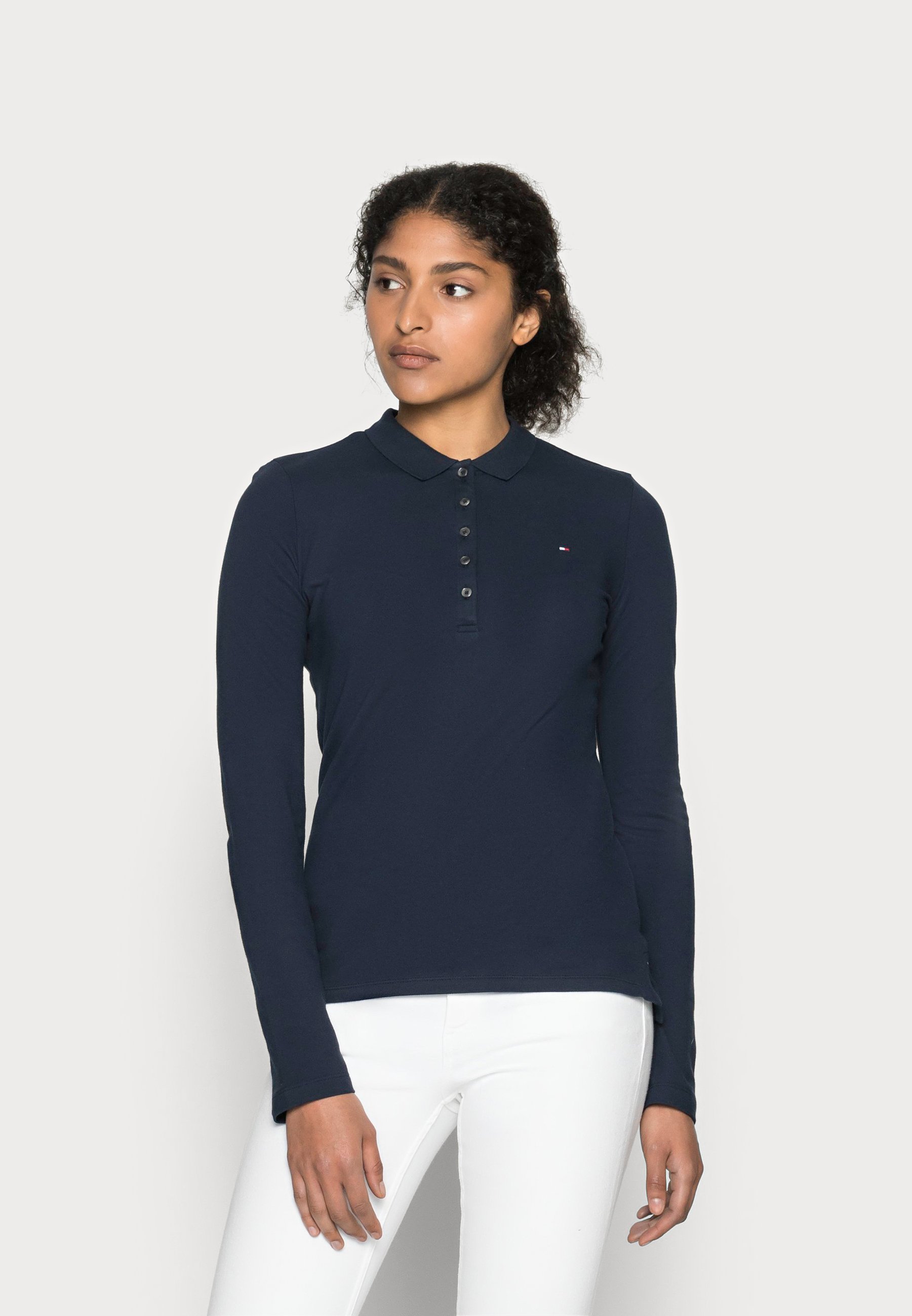 regenval ontvangen Koel Tommy Hilfiger HERITAGE LONG SLEEVE SLIM - Poloshirt - midnight/donkerblauw  - Zalando.nl