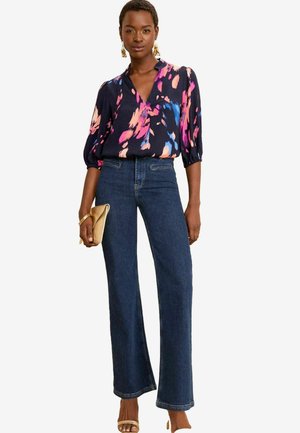 V NECK 3/4 SLEEVE THROUGH REGULAR FIT - Blusa - navy blue