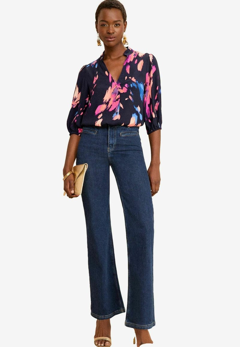 Love & Roses V NECK 3/4 SLEEVE THROUGH REGULAR FIT - Camicetta - navy blue