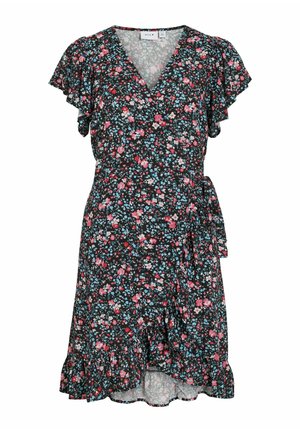 VILA, KLEID MIT V-AUSSCHNITT VIPADDINA KURZES - Vestido informal - black