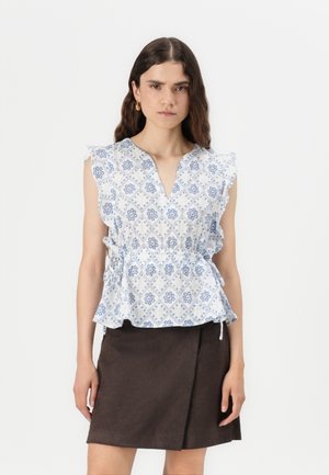 OBJMARLON - Blouse - cloud dancer/blue