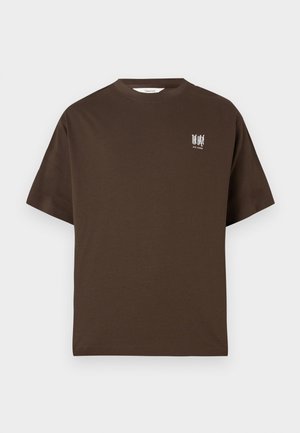 Dark brown short-sleeve T-shirt with small white "THE HAZE JAZZ LOUNGE" text on the left chest.