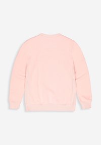 Lichtroze sweatshirt met een ronde hals, lange mouwen, ribgebreide manchetten en zoom, een gladde textuur en een minimalistisch ontwerp.