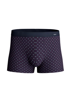 Boxer briefs blu navy con un motivo geometrico di diamanti in azzurro chiaro e bordeaux. Tessuto morbido con una cintura elastica ampia.
