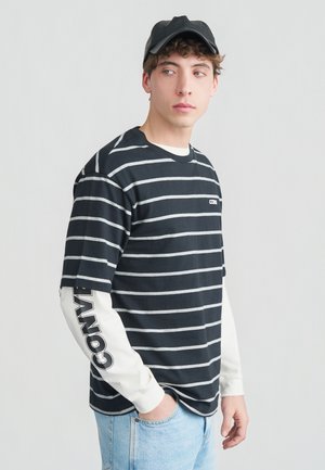 STRIPE TEE - Μπλουζάκι με στάμπα - black/grey heather