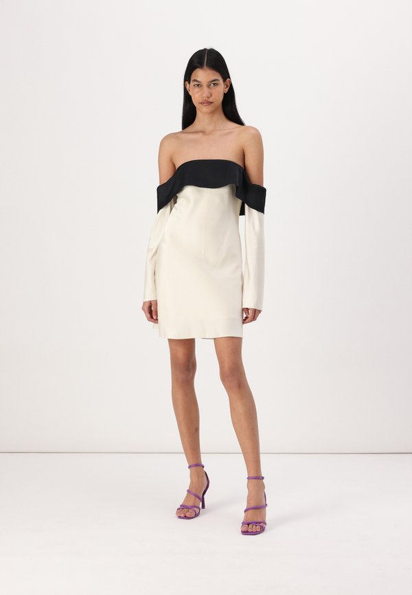 Long-Sleeve Off-The-Shoulder Satin Mini Dress - Cocktail dress / Party dress2