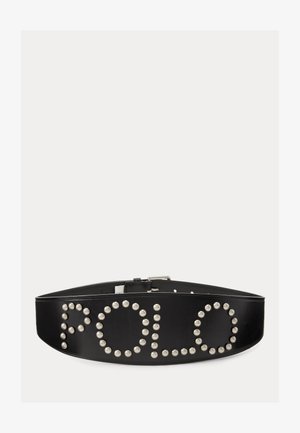 Polo Ralph Lauren STUDDED LOGO LEATHER MOTO BELT - Riem - black/silver-coloured