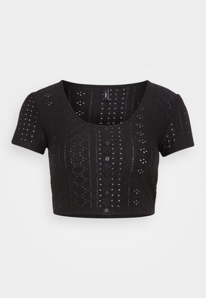 ONLY Petite ONLSANDRA PLACKET - Triko s potiskem - black