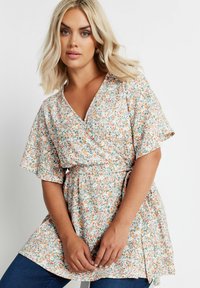 Yours Clothing FLORAL PRINT WRAP - Pusero - white