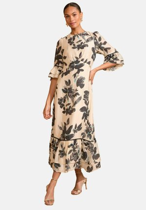 REGULAR FIT - PRINT CREW NECK FLUTE SLEEVE MIDI - Rochie de zi - ivory floral