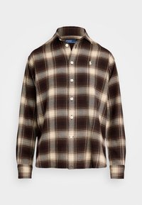 RELAXED FIT PLAID COTTON SHIRT - Pogājama blūze - brown/cream multi