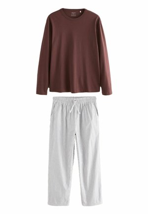 Next REGULAR FIT - LONG SLEEVE STRIPE WOVEN PYJAMAS SET . - Pizsama alsók - brown
