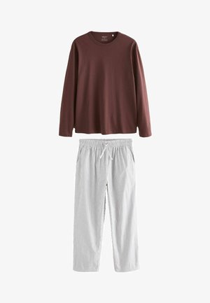 Next REGULAR FIT - LONG SLEEVE STRIPE WOVEN PYJAMAS SET . - Pizsama alsók - brown