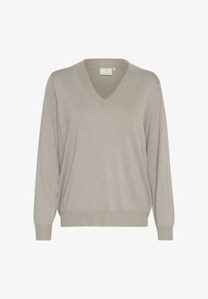 Heledhalli V-kaelusega kampsun, pikkade varrukatega, sooniku äärega ja vabalt liikuv. Valmistatud pehmest ja sileda kangast, millel on õrn tekstuur.