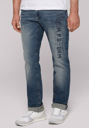 Camp David MIT ARTWORK - Straight leg jeans - dark blue printed
