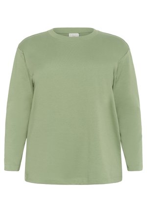 Long-sleeve t-shirt in light green cotton with a crew neckline, regular fit, and stitched cuffs. Smooth texture with no patterns or accents.