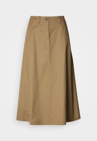 SKIRT MIDI LENGTH TAILORED WAISTBAND FRENCH POCKETS - A-linjainen hame - dusty earth