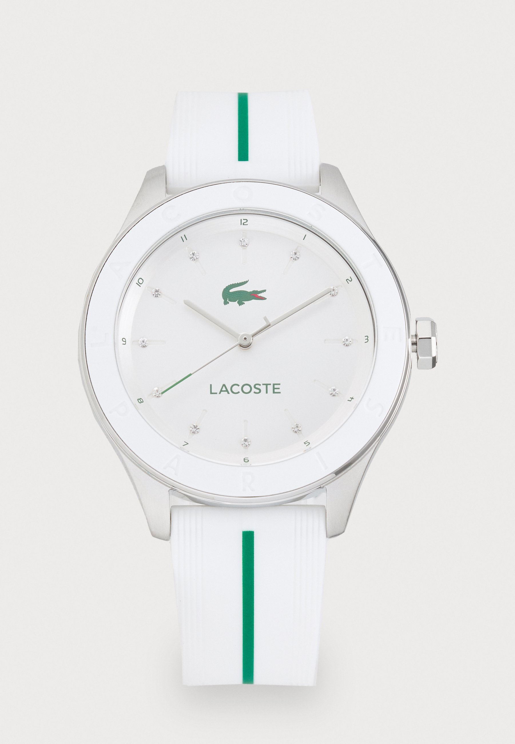 ジョコビッチ　LACOSTE ホワイトキャップ ONE SIZE Lacoste Men's Big Croc Logo Adjustable Cap Hat White Green