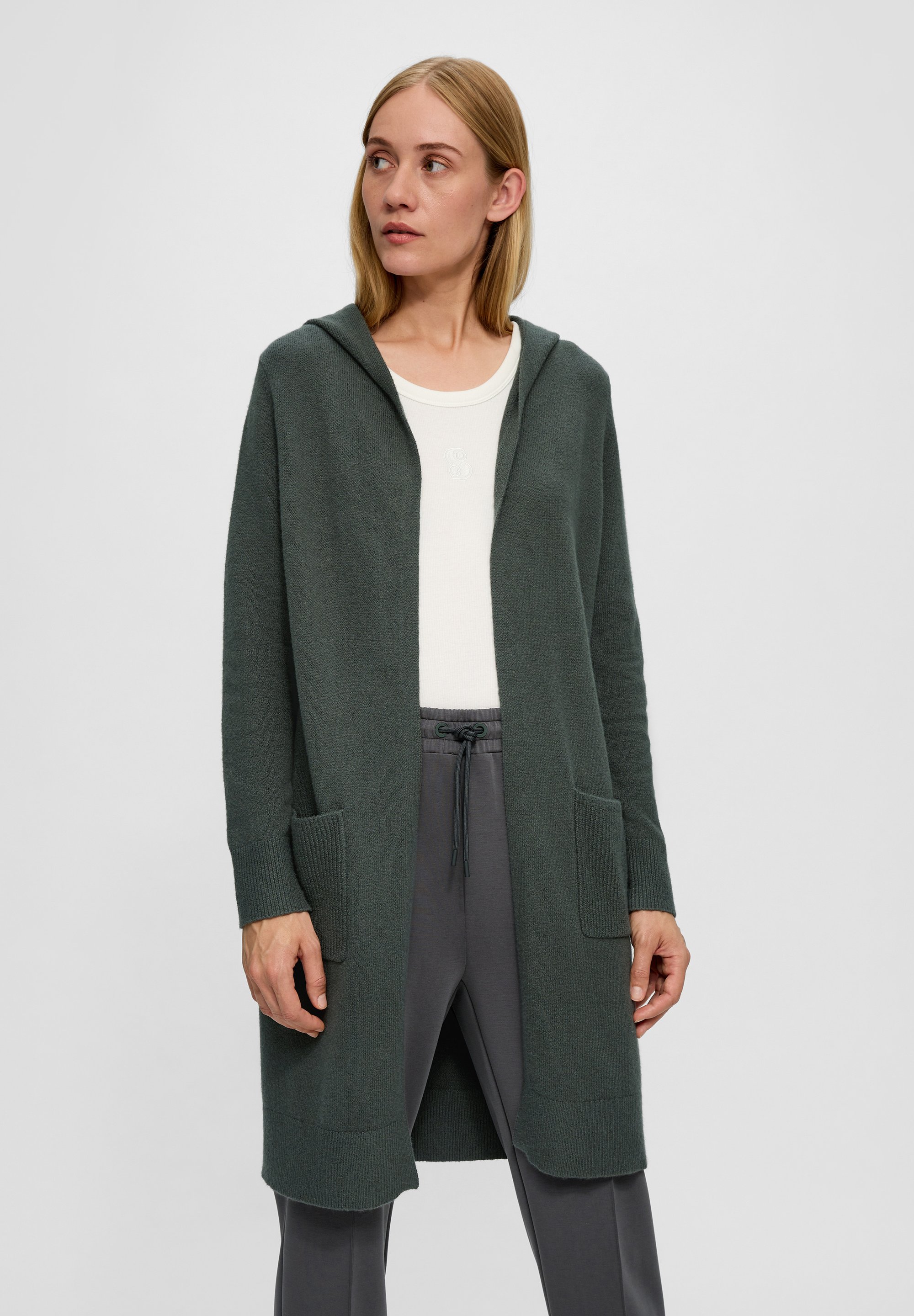 S Oliver Schwarzer Cardigan Mit Kapuze Strickjacke Schwarz