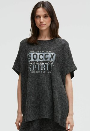 Soccx, Print T-shirt - black melange