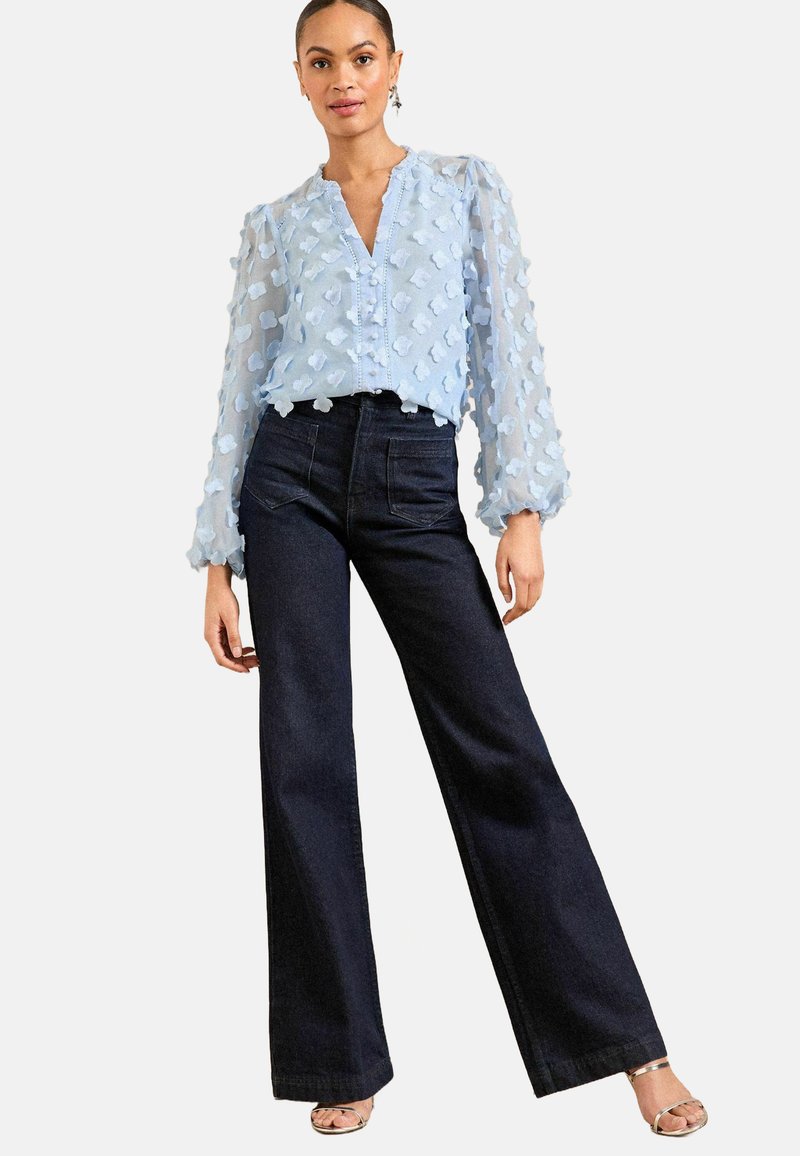 Love & Roses REGULAR FIT - 3D FLORAL V-NECK LONG SLEEVE  - Blus - blue