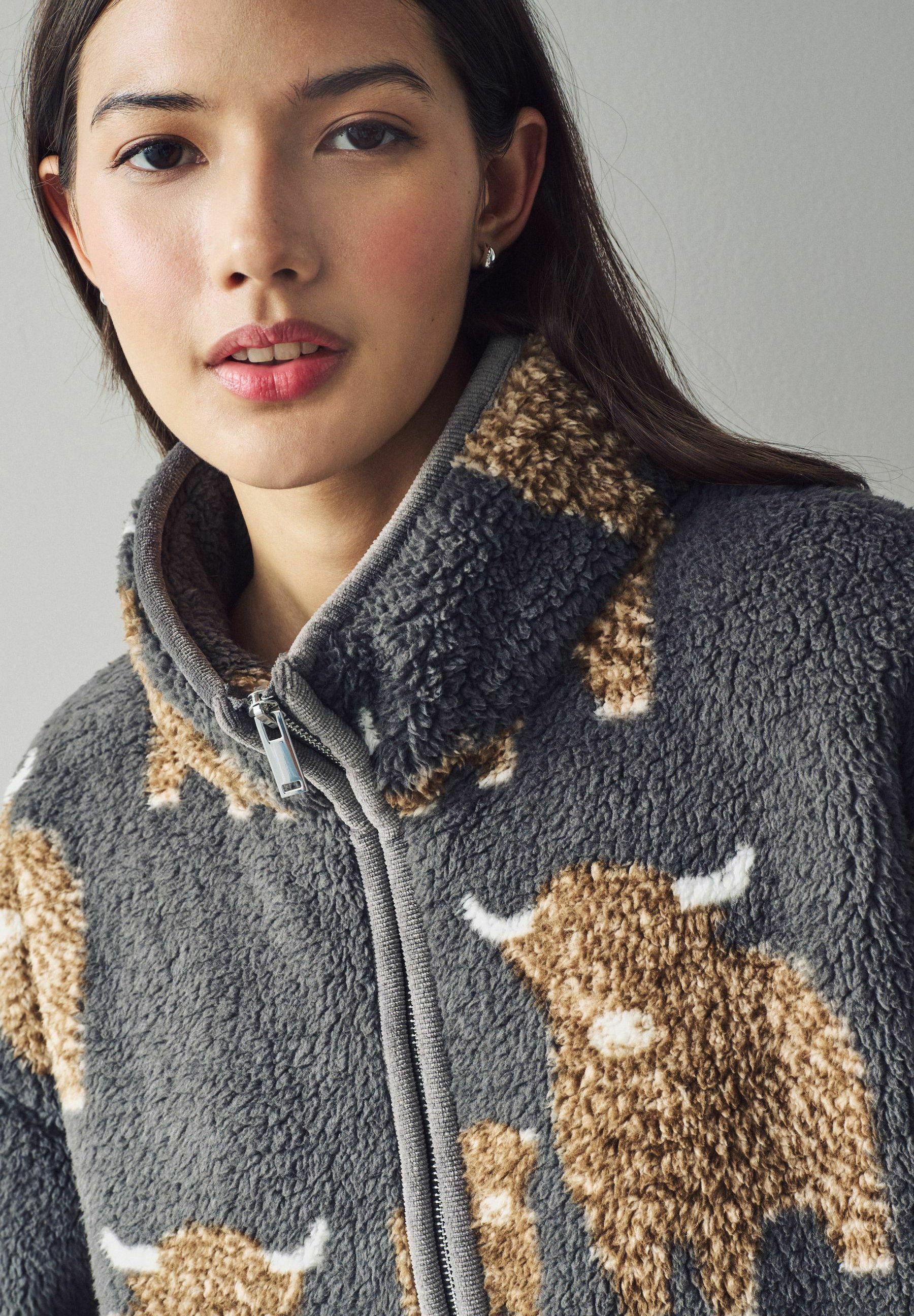 Next BORG HALF ZIP - Felpa in pile - charcoal grey hamish the