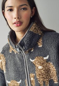 Next BORG HALF ZIP - Fleecepaita - charcoal grey hamish the highland cow