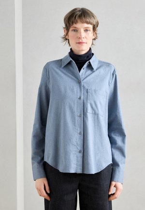 BLOUSE COLLAR LONG SLEEVES CHEST POCKET - Blus - slate blue