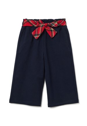 REGULAR FIT WITH TARTAN BOW - Pantalones - dark blue