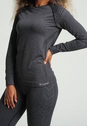 Langærmet T-shirt - mottled black