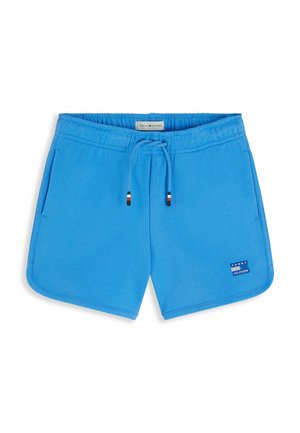Lyseblå casual shorts med elastisk talje og snøre, sidelommer og lille Tommy Hilfiger logo på frontkanten.