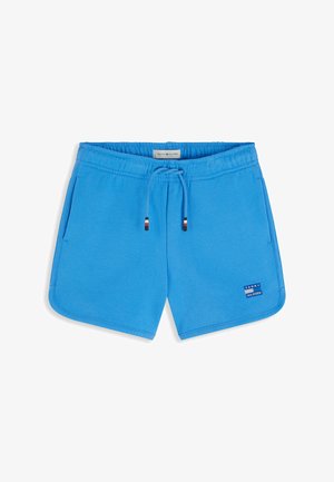 Felblauwe casual shorts met elastische tailleband en trekkoord, zijzakken en een klein Tommy Hilfiger logo patch op de voorkant van de zoom.