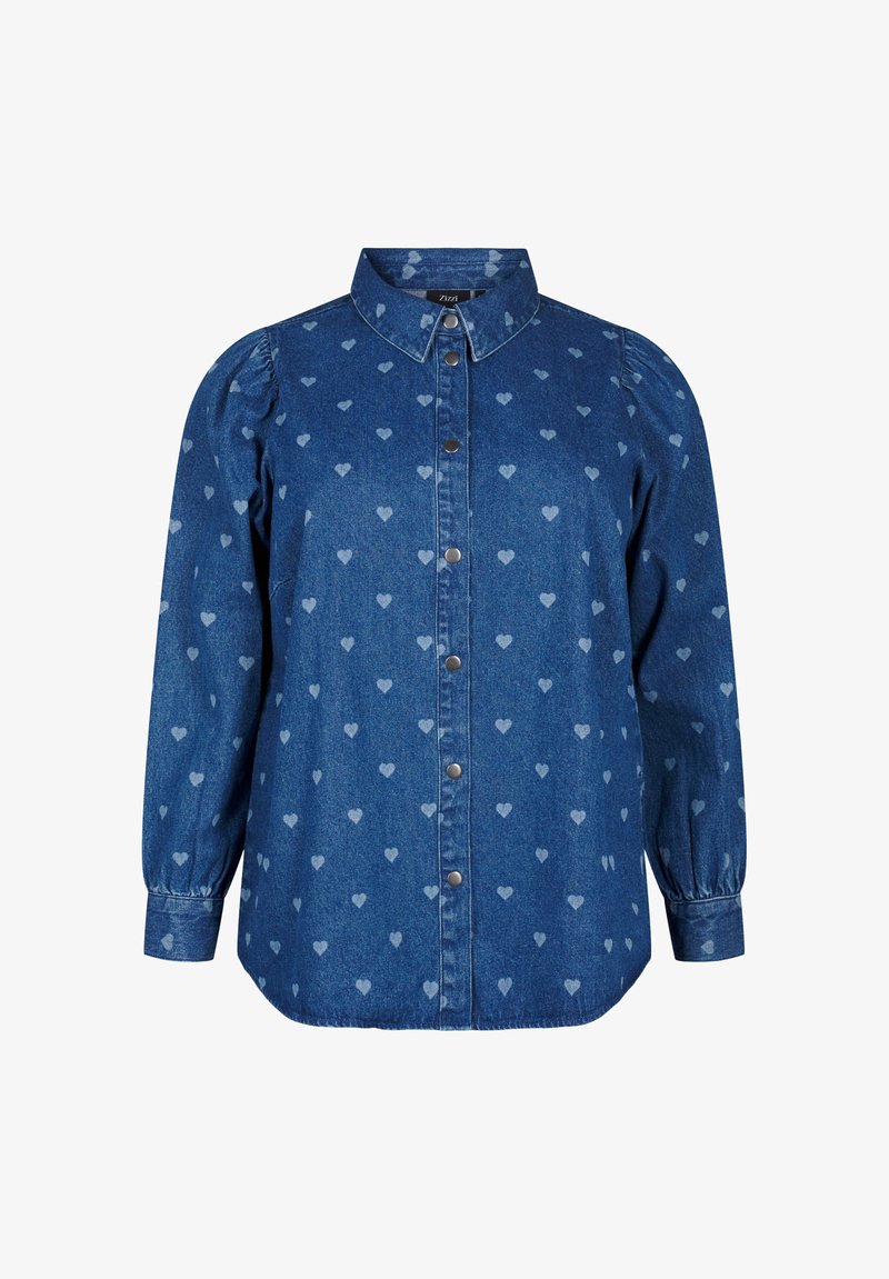 Zizzi Pogājama blūze - l blue d w heart