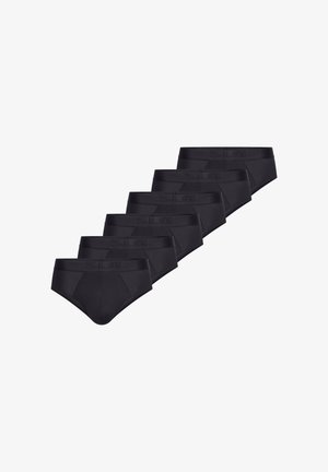 Zwarte herenslipset van vijf stuks, met een gladde elastische tailleband met het merk "SLG" in reliëf, naadloos ontwerp en zachte stof.