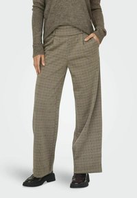 JDY JDYGEGGO MIA LONG CHECK PANT - Stoffhose - walnut