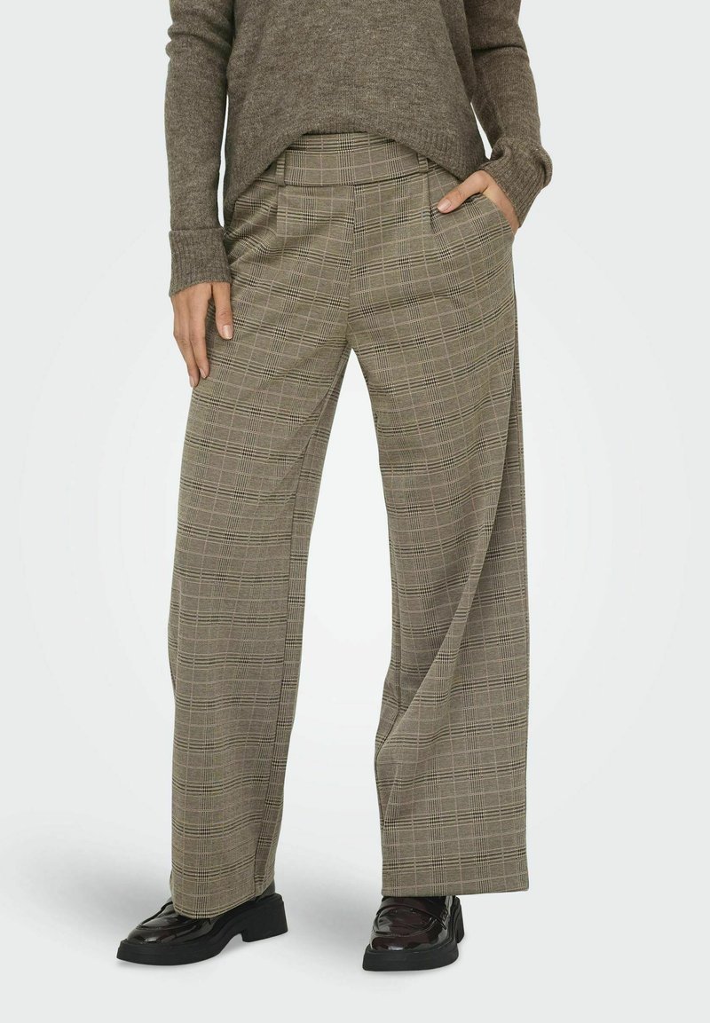 JDY JDYGEGGO MIA LONG CHECK PANT - Stoffhose - walnut
