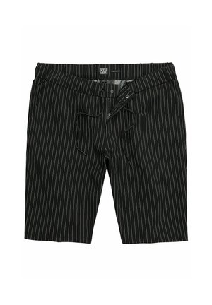 STHUGE, LOOSE FIT PINSTRIPED INTERLOCK SWEAT FABRIC BERMUDA SHORTS UP TO SIZE 72 - Shorts - black