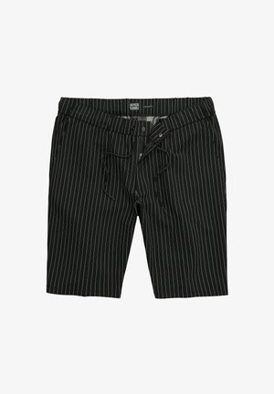 STHUGE, LOOSE FIT PINSTRIPED INTERLOCK SWEAT FABRIC BERMUDA SHORTS UP TO SIZE 72 - Shorts - black