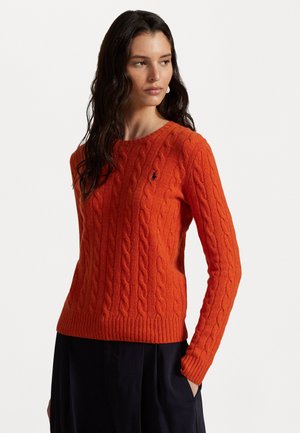 CABLE WOOL-CASHMERE CREWNECK JUMPER - Strikkegenser - alloy orange