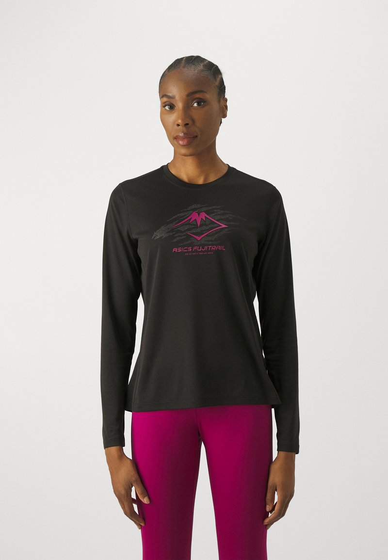 ASICS FUJITRAIL LOGO TOP - Pitkähihainen paita - performance black/blackberry