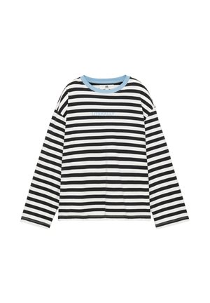 PULL&BEAR, STRIPED OVERSIZE - T-SHIRT - Longsleeve - blue-black denim