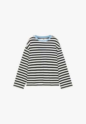PULL&BEAR, STRIPED OVERSIZE - T-SHIRT - Longsleeve - blue-black denim