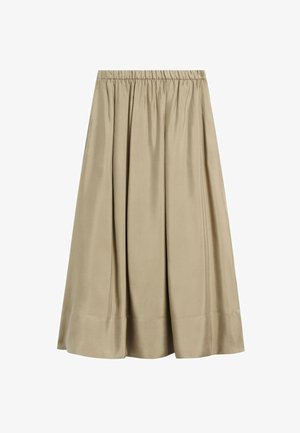 Massimo Dutti, FLOWING ELASTIC WAIST MIDI SKIRT - A-lijn rok - sand