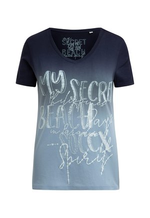 Soccx, SOCCX T-SHIRT DIP DYE MIT V-AUSSCHNITT UND LABEL PRINT - Print T-shirt - blue navy