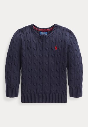 CABLE KNIT COTTON SWEATER - Jersey de punto - navy